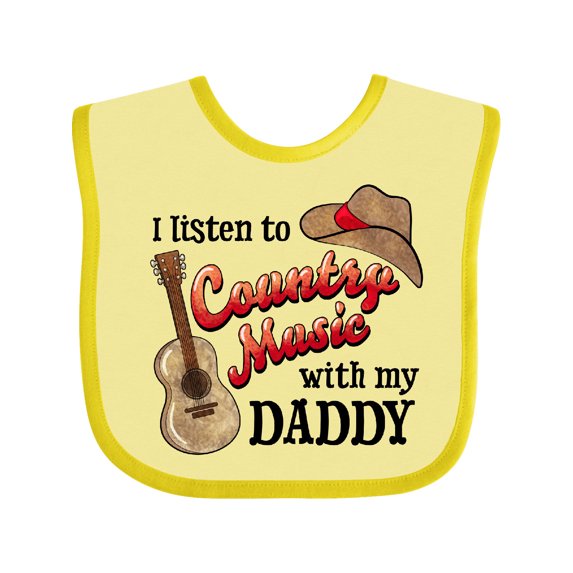 Inktastic I Listen to Country Music with My Daddy Guitar and Hat Boys or Girls Baby Bib