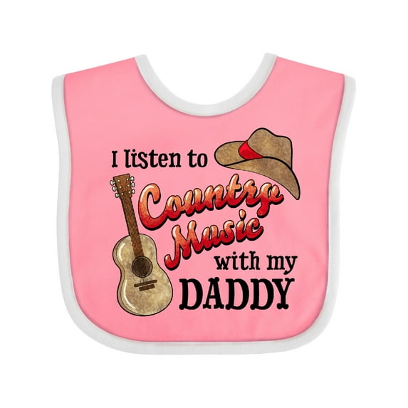 Inktastic I Listen to Country Music with My Daddy Guitar and Hat Boys or Girls Baby Bib