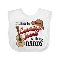Inktastic I Listen to Country Music with My Daddy Guitar and Hat Boys or Girls Baby Bib
