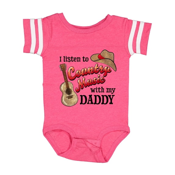 Inktastic I Listen to Country Music with My Daddy Guitar and Hat Boys or Girls Baby Bodysuit