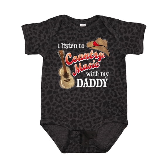 Inktastic I Listen to Country Music with My Daddy Guitar and Hat Boys or Girls Baby Bodysuit