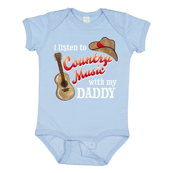 Inktastic I Listen to Country Music with My Daddy Guitar and Hat Boys or Girls Baby Bodysuit