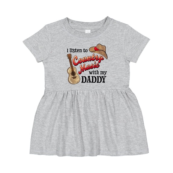 Inktastic I Listen to Country Music with My Daddy Guitar and Hat Girls Baby Dress