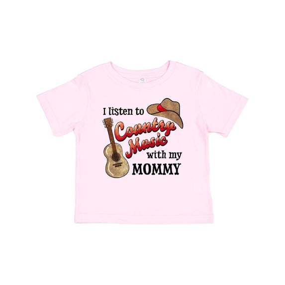 Inktastic I Listen to Country Music with My Mommy with Guitar and Hat Boys or Girls Baby T-Shirt