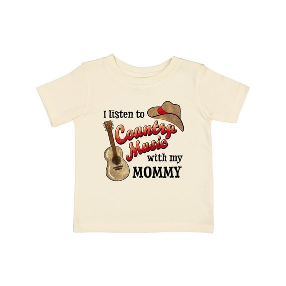 Inktastic I Listen to Country Music with My Mommy with Guitar and Hat Boys or Girls Baby T-Shirt