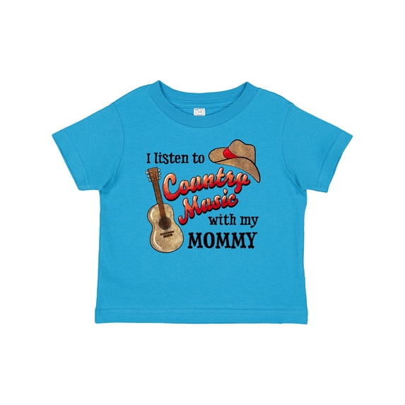 Inktastic I Listen to Country Music with My Mommy with Guitar and Hat Boys or Girls Baby T-Shirt