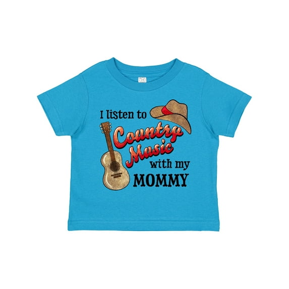 Inktastic I Listen to Country Music with My Mommy with Guitar and Hat Boys or Girls Toddler T-Shirt