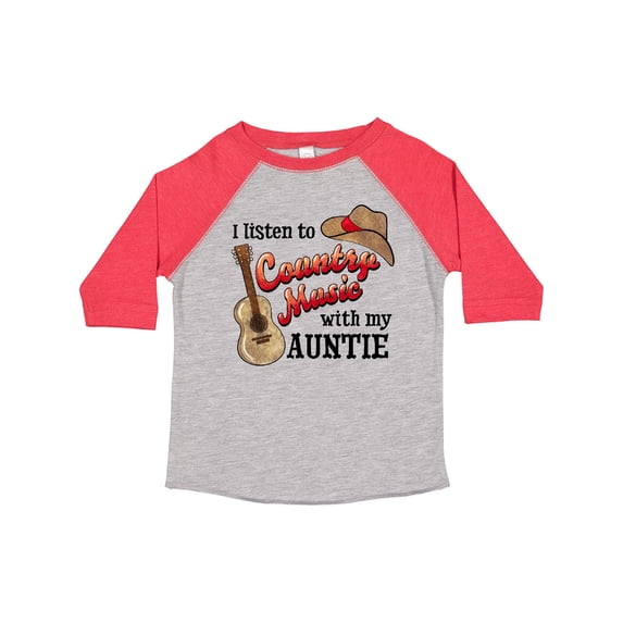 Inktastic I Listen to Country Music with my Auntie Guitar and Hat Boys or Girls Toddler T-Shirt