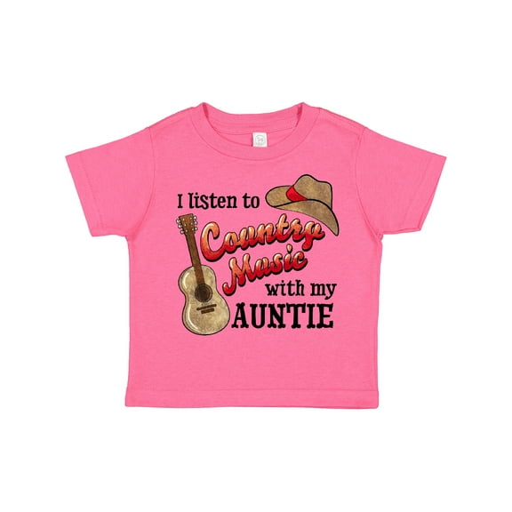 Inktastic I Listen to Country Music with my Auntie Guitar and Hat Boys or Girls Toddler T-Shirt