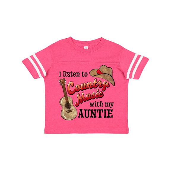 Inktastic I Listen to Country Music with my Auntie Guitar and Hat Boys or Girls Toddler T-Shirt