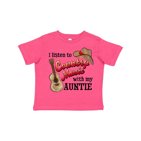 Inktastic I Listen to Country Music with my Auntie Guitar and Hat Boys or Girls Toddler T-Shirt