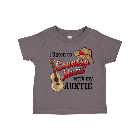 Inktastic I Listen to Country Music with my Auntie Guitar and Hat Boys or Girls Toddler T-Shirt