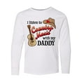 thumbnail image 1 of Inktastic I Listen to Country Music with my Daddy Guitar and Hat Long Sleeve Youth T-Shirt, 1 of 5