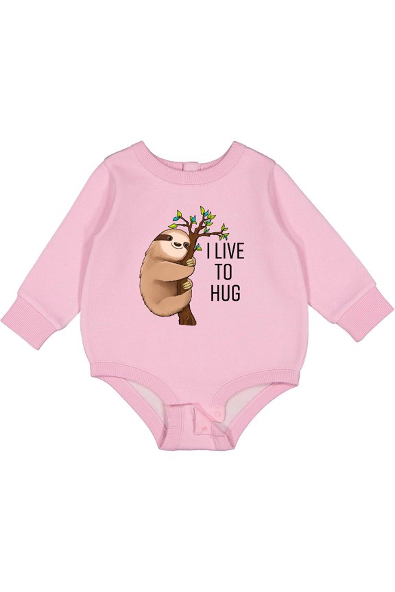 I Live to Hug Cute Sloth on a Branch Baby Fleece Bodysuit