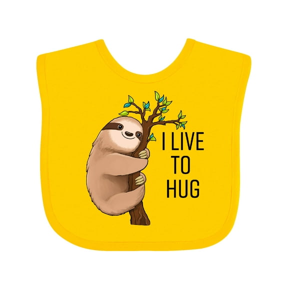 Inktastic I Live to Hug Cute Sloth on a Branch Boys or Girls Baby Bib