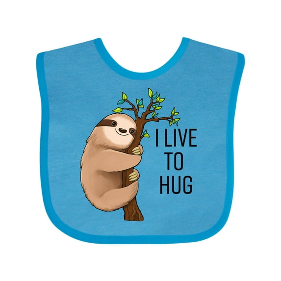 Inktastic I Live to Hug Cute Sloth on a Branch Boys or Girls Baby Bib