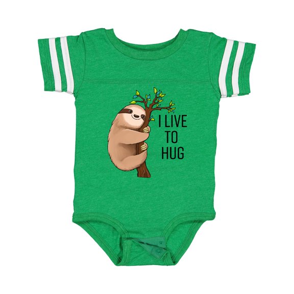 Inktastic I Live to Hug Cute Sloth on a Branch Boys or Girls Baby Bodysuit