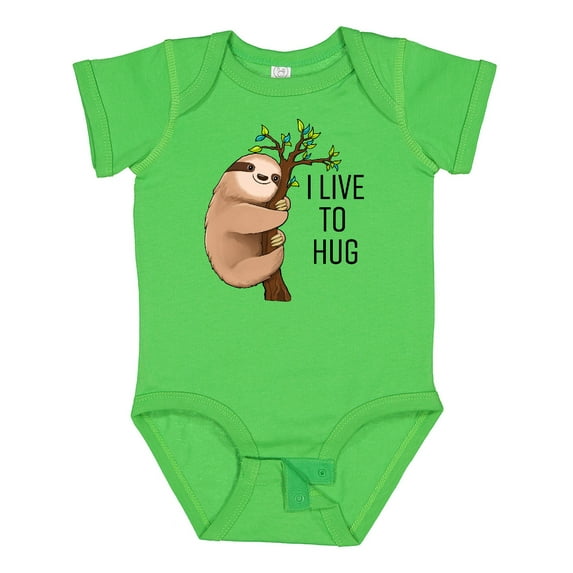 Inktastic I Live to Hug Cute Sloth on a Branch Boys or Girls Baby Bodysuit