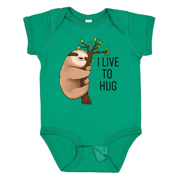 Inktastic I Live to Hug Cute Sloth on a Branch Boys or Girls Baby Bodysuit