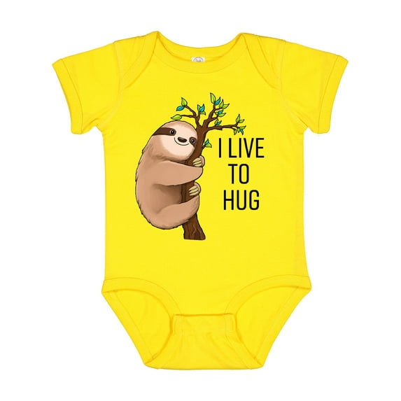 Inktastic I Live to Hug Cute Sloth on a Branch Boys or Girls Baby Bodysuit