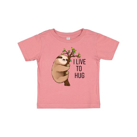 Inktastic I Live to Hug Cute Sloth on a Branch Boys or Girls Baby T-Shirt
