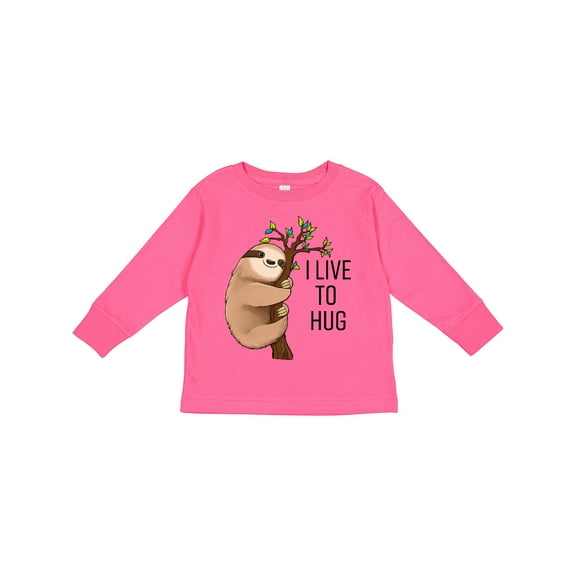 Inktastic I Live to Hug Cute Sloth on a Branch Boys or Girls Long Sleeve Toddler T-Shirt