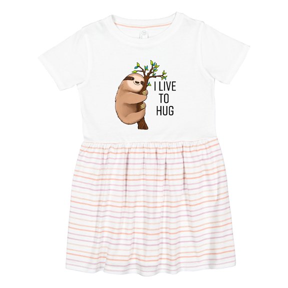 Inktastic I Live to Hug Cute Sloth on a Branch Girls Toddler Dress