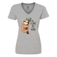 thumbnail image 1 of Inktastic I Live to Hug- Cute Sloth on a Branch Women's V-Neck T-Shirt, 1 of 5