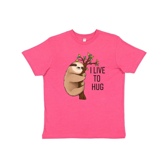 Inktastic I Live to Hug- Cute Sloth on a Branch Youth T-Shirt