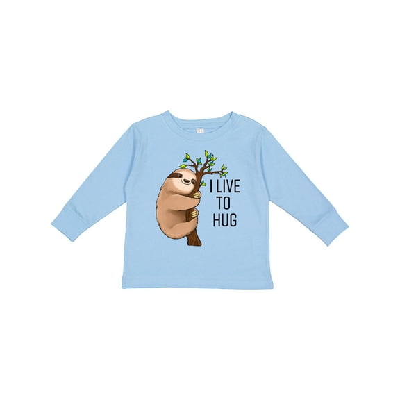 Inktastic I Live to Hug Cute Sloth on a Branch Boys or Girls Long Sleeve Toddler T-Shirt