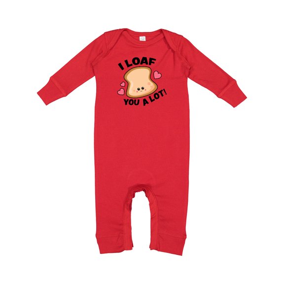 Inktastic I Loaf You a Lot with Cute Bread Clip Art Baby Romper Coveralls