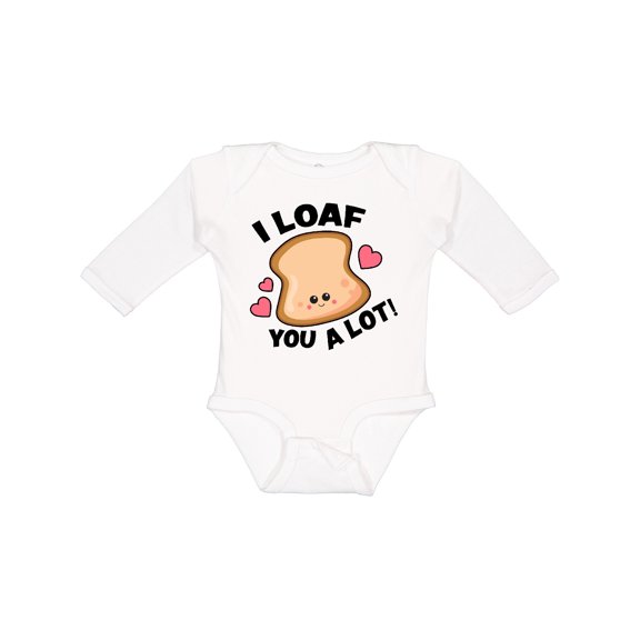 Inktastic I Loaf You a Lot with Cute Bread Clip Art Boys or Girls Long Sleeve Baby Bodysuit