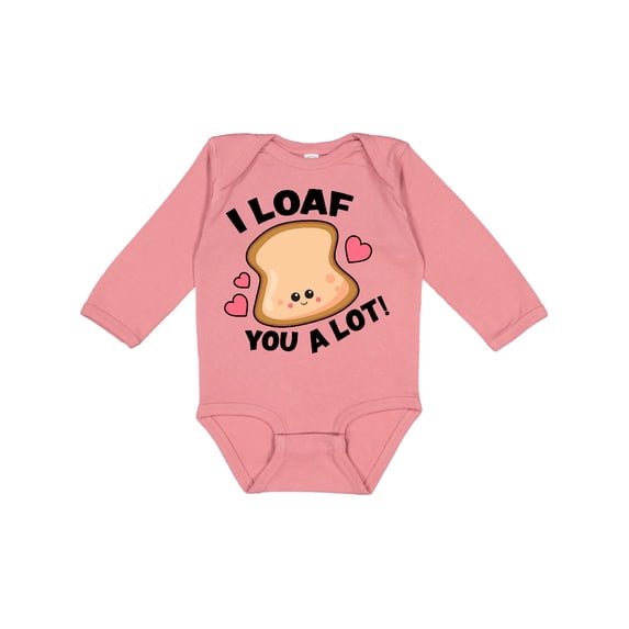 Inktastic I Loaf You a Lot with Cute Bread Clip Art Boys or Girls Long Sleeve Baby Bodysuit