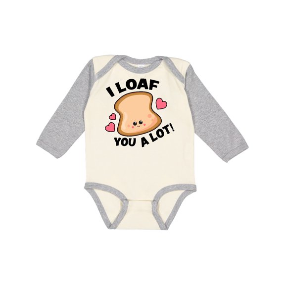 Inktastic I Loaf You a Lot with Cute Bread Clip Art Boys or Girls Long Sleeve Baby Bodysuit