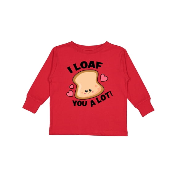 Inktastic I Loaf You a Lot with Cute Bread Clip Art Boys or Girls Long Sleeve Toddler T-Shirt