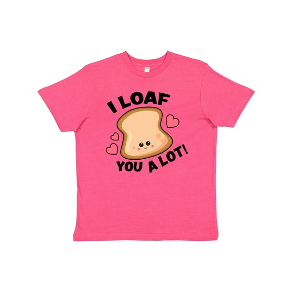 Inktastic I Loaf You a Lot with Cute Bread Clip Art Youth T-Shirt