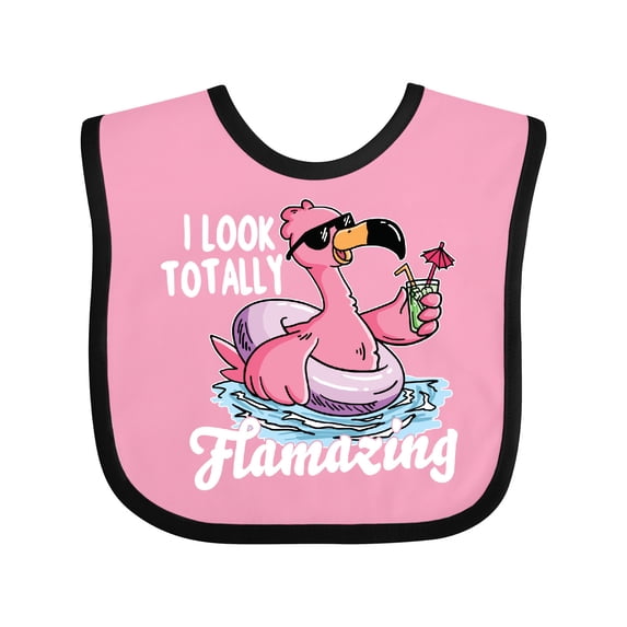 Inktastic I Look Totally Flamazing with Flamingo in Sunglasses Boys or Girls Baby Bib
