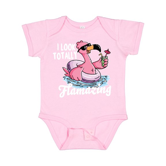 Inktastic I Look Totally Flamazing with Flamingo in Sunglasses Boys or Girls Baby Bodysuit