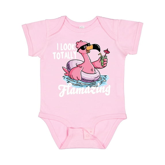 Inktastic I Look Totally Flamazing with Flamingo in Sunglasses Boys or Girls Baby Bodysuit