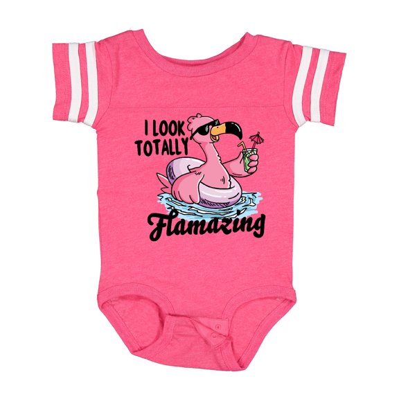 Inktastic I Look Totally Flamazing with Flamingo in Sunglasses Boys or Girls Baby Bodysuit
