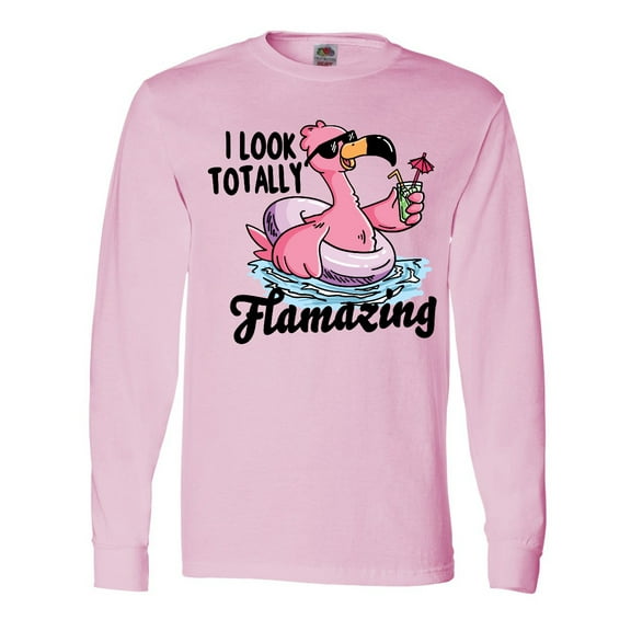 Inktastic I Look Totally Flamazing with Flamingo in Sunglasses Long Sleeve T-Shirt