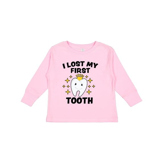 Inktastic I Lost My First Tooth with Cute Tooth and Sparkles Boys or Girls Long Sleeve Toddler T-Shirt