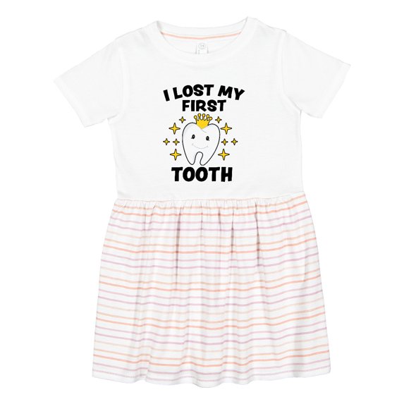 Inktastic I Lost My First Tooth with Cute Tooth and Sparkles Girls Toddler Dress