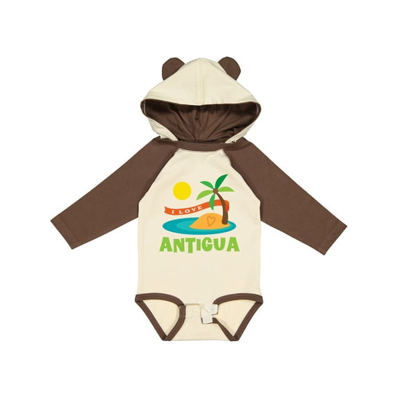 Inktastic I Love Antigua Boys or Girls Long Sleeve Baby Bodysuit