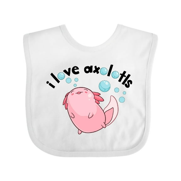 Inktastic I Love Axolotls with Bubbles Boys or Girls Baby Bib