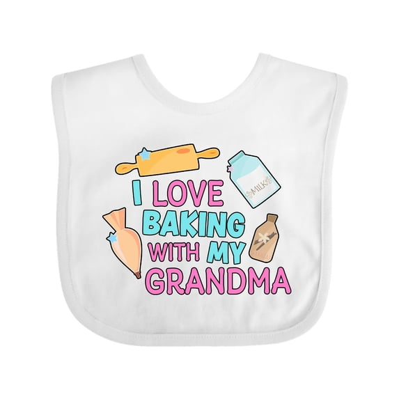 Inktastic I Love Baking with My Grandma Girls Baby Bib
