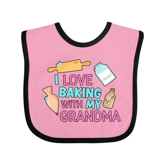 Inktastic I Love Baking with My Grandma Girls Baby Bib