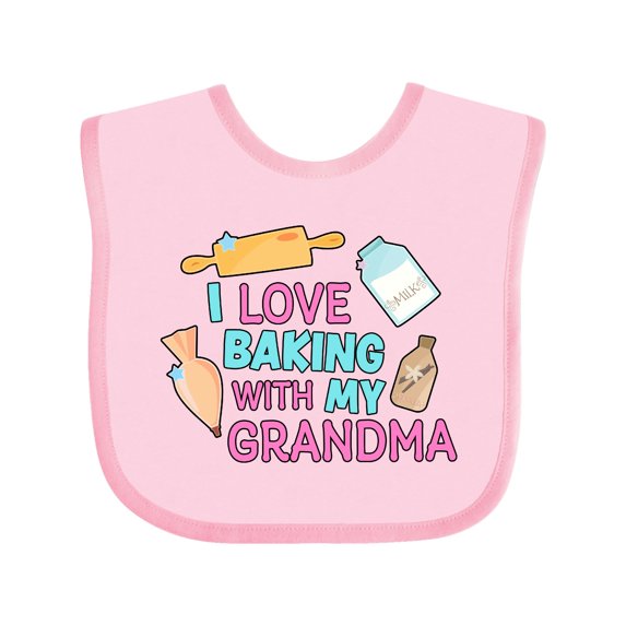 Inktastic I Love Baking with My Grandma Girls Baby Bib