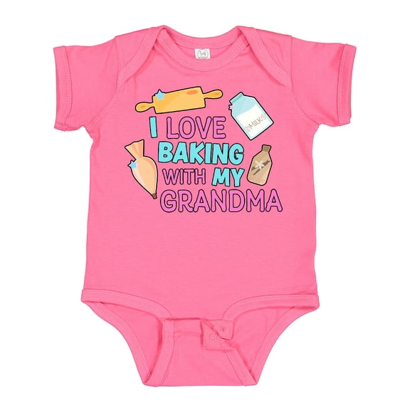 Inktastic I Love Baking with My Grandma Girls Baby Bodysuit