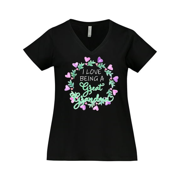 Inktastic I Love Being a Great Grandma Circle of Hearts Women's Plus Size V-Neck T-Shirt